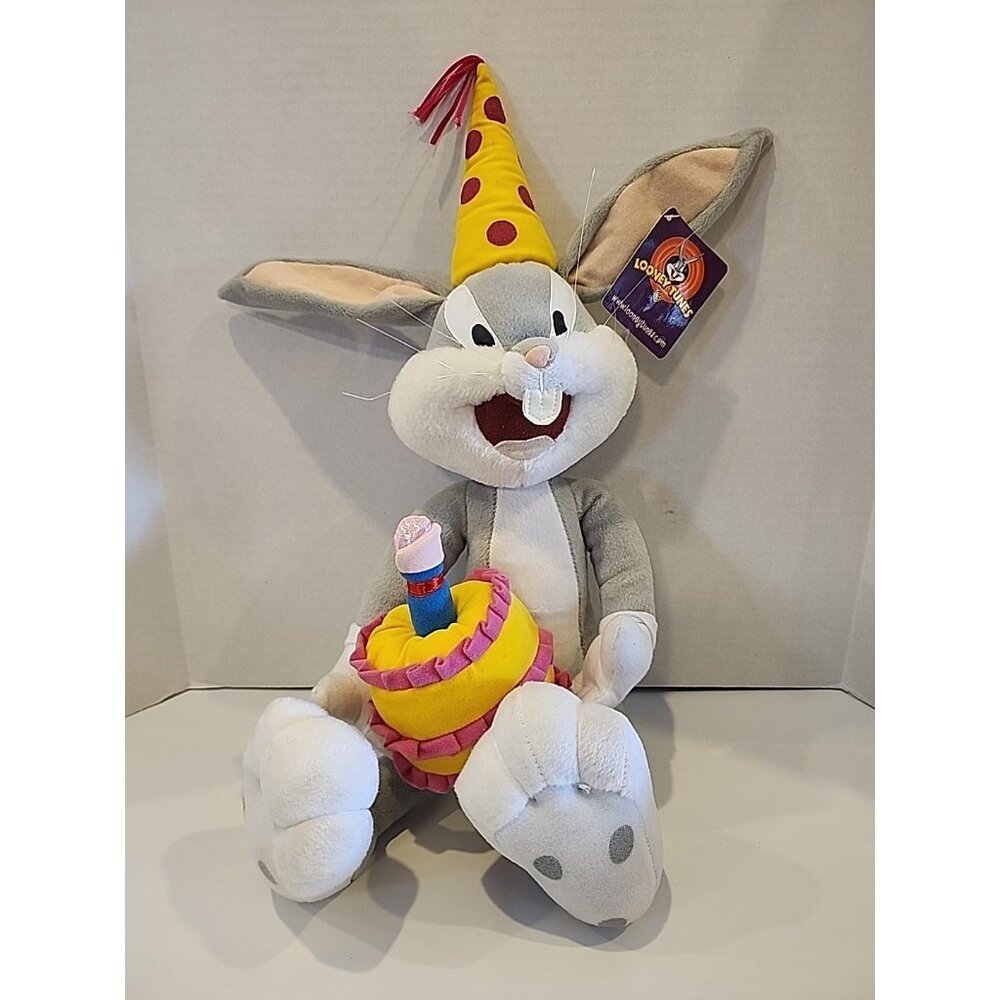 2003~Nanco~Looney Tunes~BUGS BUNNY~Birthday Cake~Party Hat~Plush~Large 22"~w/Tag